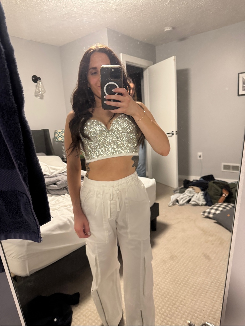 Crystal Embellished Rhinestone Bralette - Silver